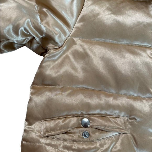 Moda International Gold Cream Fur Puffer Jacket Size Small - Picture 9 of 17